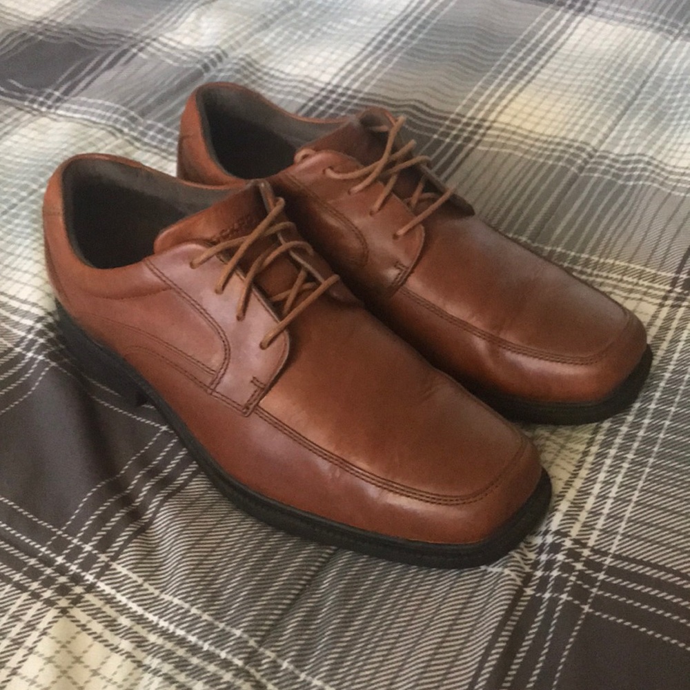 Casual Cognac Brown Leather Shoes w/ Rubber Sole